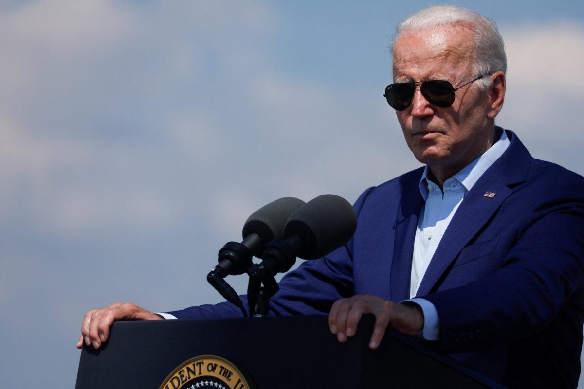 U.S. President Joe Biden delivers remarks on climate change and renewable energy at the site of the former Brayton Point Power Station in Somerset, Mass. on July 20, 2022. (Jonathan Ernst/Reuters)