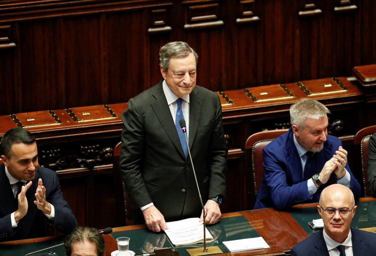  Italy's Prime Minister Mario Draghi looks on during his address to the lower house of parliament ahead of a vote of confidence for the government after he tendered his resignation last week in the wake of a mutiny by a coalition partner, in Rome, on July 21, 2022. (Remo Casilli/Reuters)