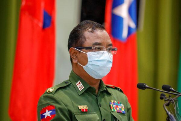 Burma's military spokesman General Zaw Min Tun attends a news conference ahead of the start of a new parliamentary term and the formation of the new government in Naypyitaw, Burma, on Jan. 26, 2021. (Thar Byaw/Reuters)