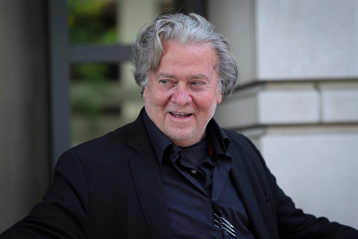 Steve Bannon, advisor to former President Donald Trump, departs the E. Barrett Prettyman U.S. Courthouse in Washington, on June 15, 2022. (Win McNamee/Getty Images)