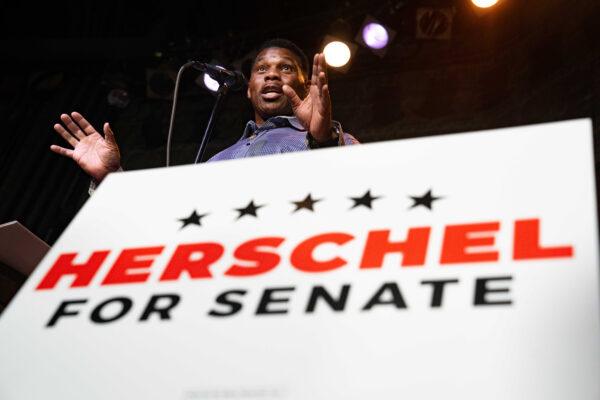 Heisman Trophy winner and Republican candidate for US Senate Herschel Walker speaks at a rally on May 23, 2022 in Athens, Ga., the day before the state's 2022 primary election.  (Photo by Megan Varner/Getty Images)