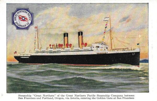 A postcard for James J. Hill’s Great Northern Pacific Steamship Company. (Public Domain)