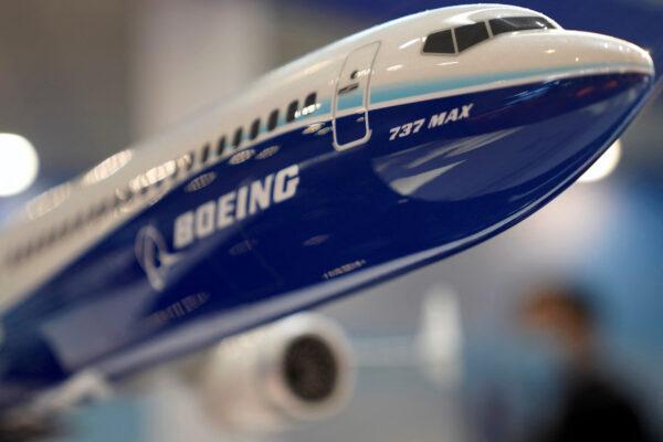 A model of Boeing 737 Max airliner is seen displayed at the China International Aviation and Aerospace Exhibition, or Airshow China, in Zhuhai, Guangdong province, China on Sept. 28, 2021. (Aly Song/Reuters)