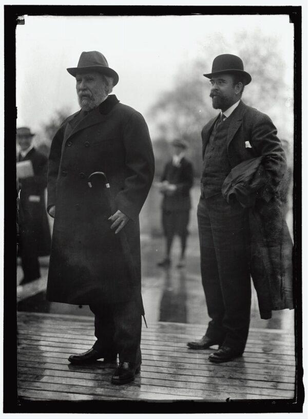 In 1907, James J. Hill (L) began turning over the management of the Great Northern Railway to his son Louis W. Hill. (Public Domain)