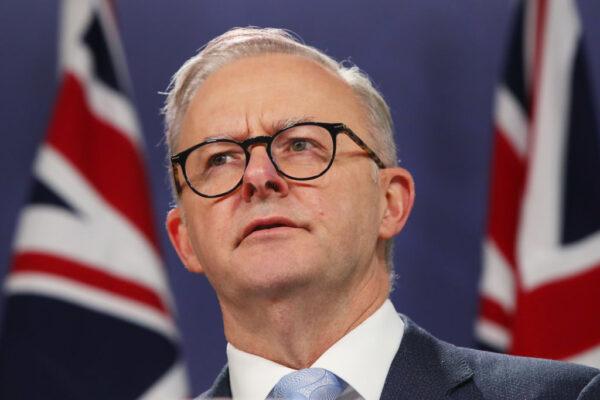 Australian Prime Minister Anthony Albanese speaks during a press conference in Sydney, Australia, on July 8, 2022. (Lisa Maree Williams/Getty Images)