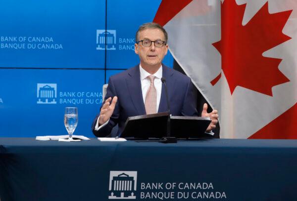 Governor of the Bank of Canada Tiff Macklem speaks at a press conference in Ottawa on June 9, 2022. The central bank raised its overnight rate target by a full percentage point on July 13. (The Canadian Press/Patrick Doyle)