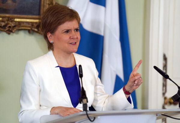 First Minister Nicola Sturgeon speaks at a press conference to launch a second independence paper at Bute House in Edinburgh, Scotland on July 14, 2022. (Andrew Milligan - Pool/Getty Images)