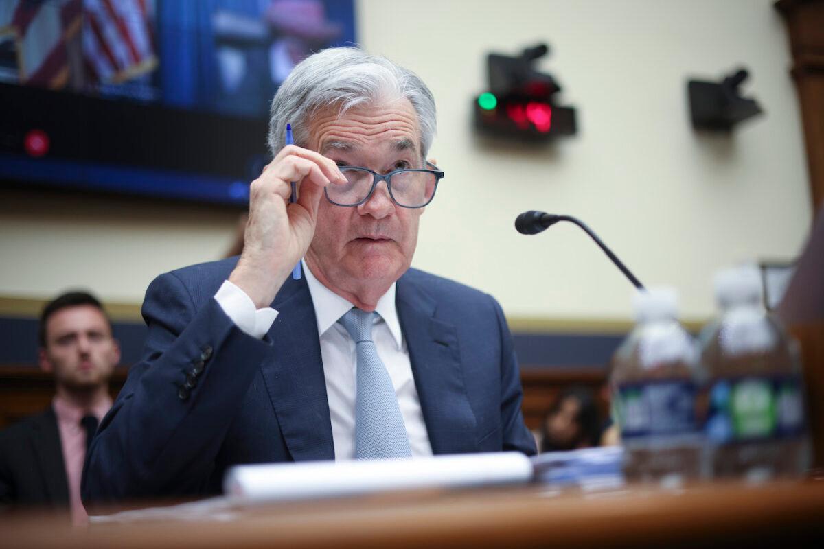  Federal Reserve Chair Jerome Powell testifies in Washington, on June 23, 2022. (Win McNamee/Getty Images)
