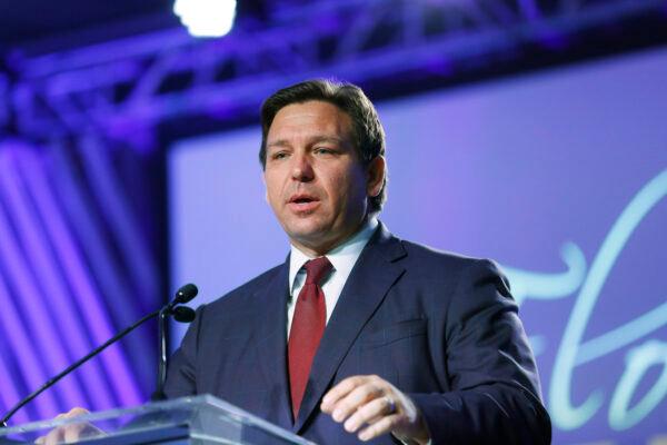 Florida Governor Ron DeSantis speaks during the inaugural Moms For Liberty Summit at the Tampa Marriott Water Street on July 15, 2022. DeSantis is up for reelection in the 2022 Gubernatorial race against Democratic frontrunner Rep. Charlie Crist (D-FL). (Octavio Jones/Getty Images)