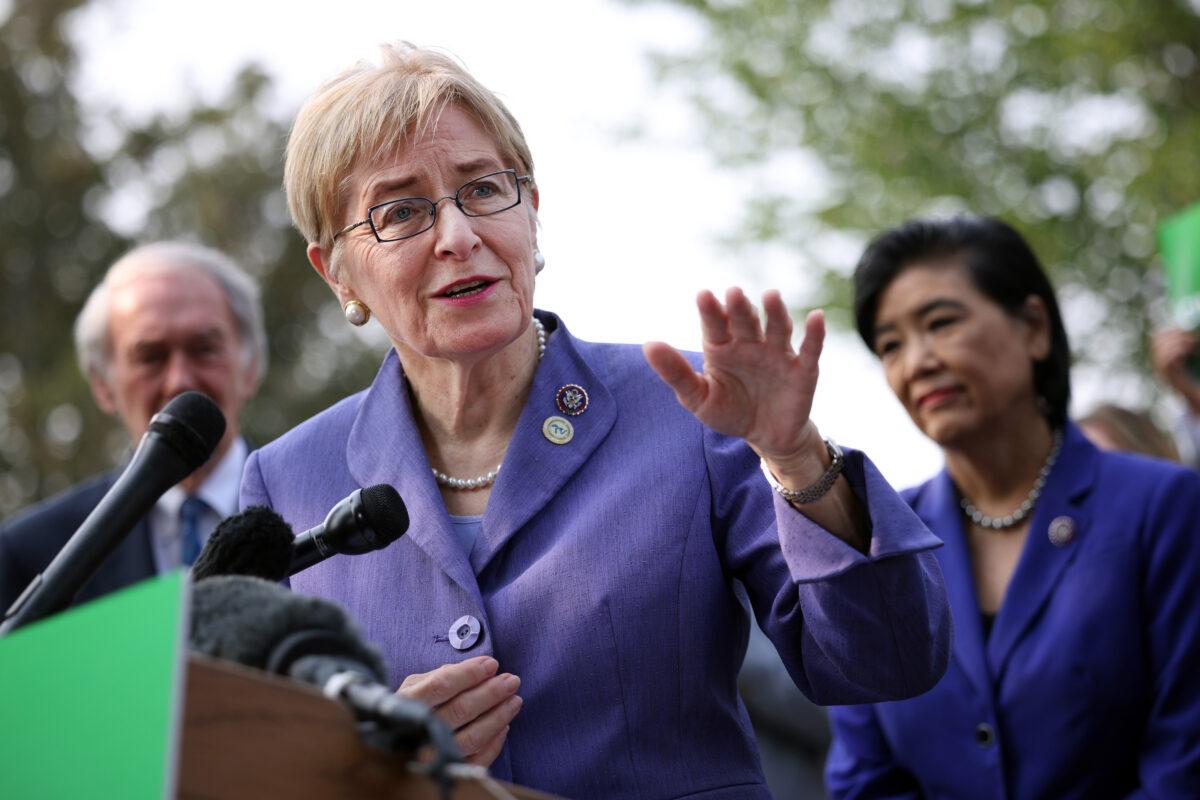 Rep. Marcy Kaptur (D-Ohio) speaks at a press conference in Washington, on July 20, 2021. (Kevin Dietsch/Getty Images)