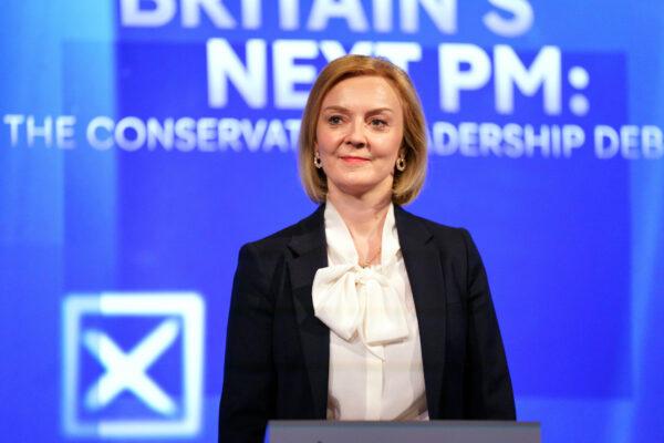 Conservative party leadership contender Liz Truss at Here East studios in Stratford, east London, on July 15, 2022. (Victoria Jones/PA Media)