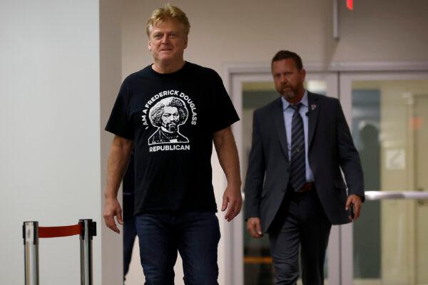 Former Overstock CEO Patrick Byrne returns from a quick break in his interview with the House select committee investigating the events of Jan. 6, 2021, in the Thomas P. O'Neill Jr. House Office Building on July 15, 2022. (Chip Somodevilla/Getty Images)