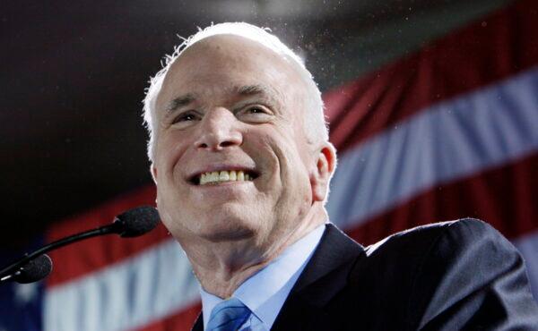 The late Sen. John McCain (R-Ariz.) in Miami after winning the Florida Republican presidential primary on Jan. 29, 2008. (Charles Dharapak/AP Photo)