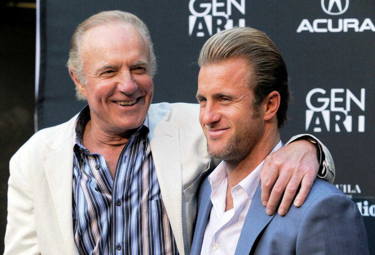 Scott Caan, writer/producer/star of the film "Mercy," poses with his father, fellow cast member James Caan (L), at the premiere of the film in Los Angeles on May 3, 2010. (Chris Pizzello/AP Photo)
