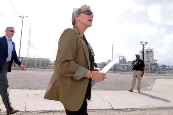 Energy Secretary Jennifer Granholm tours the Strategic Petroleum Reserve site at Bayou Choctaw in Louisiana on May 24, 2022. (Jonathan Bachman/Reuters)