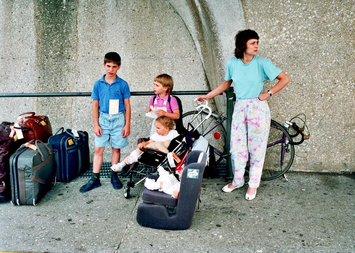 Yvonne Christ and her three children left Germany 33 years ago. In this picture, they have just landed in the United States. (Courtesy of Yvonne Christ)