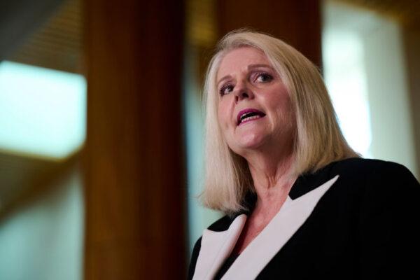 Liberal MP Karen Andrews speaks during a press conference at Parliament House in Canberra, Australia, on Aug. 23, 2021. (Rohan Thomson/Getty Images)