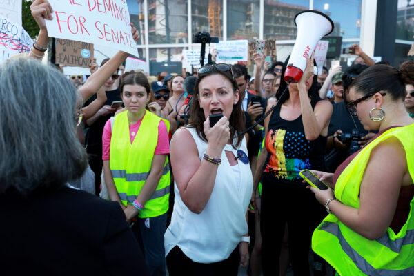 State commissioner of agriculture and consumer services Nikki Fried joins with protesters in Miami on June 24 after  the Supreme Court's decision overturning Roe v. Wade, removing a federal right to an abortion. (Photo by Joe Raedle/Getty Images)