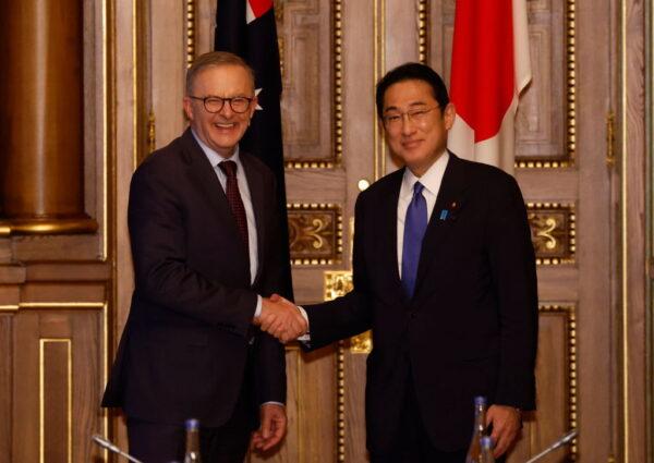 Australian Prime Minister Anthony Albanese (L) and Japanese Prime Minister Fumio Kishida at their bilateral meeting alongside the Quad leaders' summit at Akasaka Palace on May 24, 2022 in Tokyo, Japan. (Issei Kato - Pool/Getty Images)