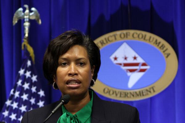 Washington, DC, Mayor Muriel Bowser speaks at a news conference at the John Wilson Building in Washington, D.C., on March 14, 2022. (Alex Wong/Getty Images)