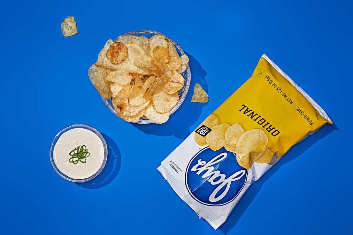Chips and goop, a French onion dip based on Patti Ann's "special-occasion" (i.e., not the Lipton's mix) recipe. (Noah Fecks)