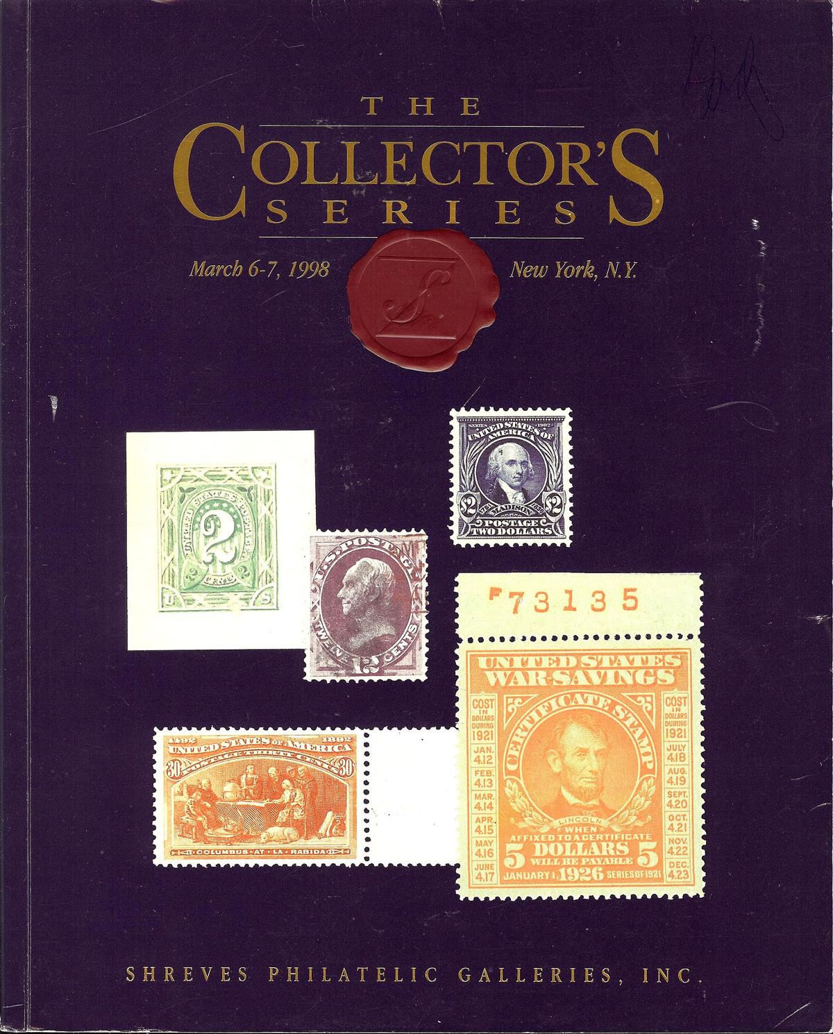 Stamp auction catalogs with winning bids information added can serve as a good indication of current and future values of investment-grade stamps. (Courtesy Shreve's Philatellic Galleries)