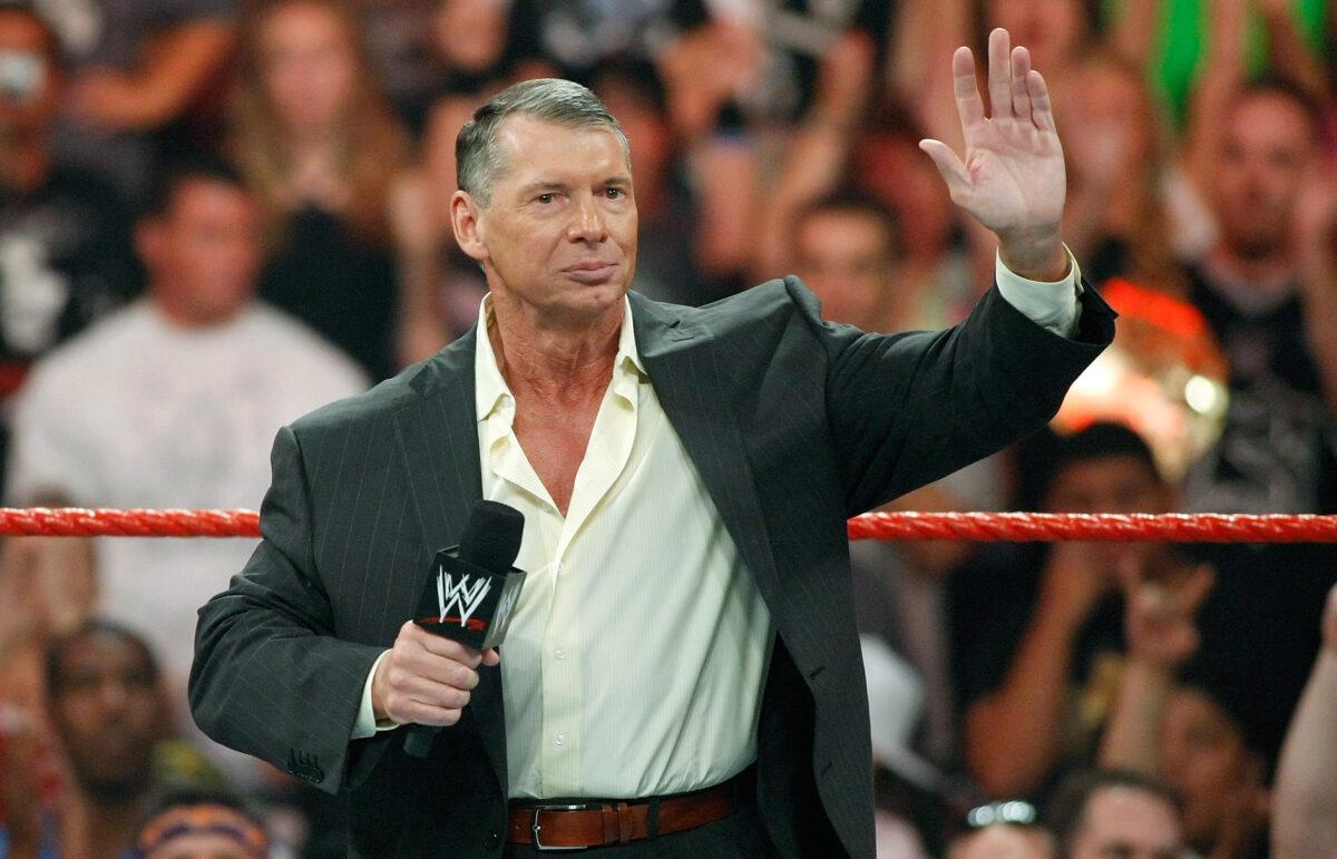World Wrestling Entertainment Inc. Chairman Vince McMahon appears in the ring during the WWE Monday Night Raw show at the Thomas & Mack Center in Las Vegas on Aug. 24, 2009. (Ethan Miller/Getty Images)