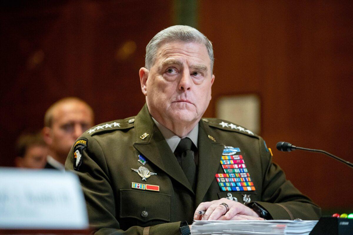 Chairman of the Joint Chiefs of Staff General Mark Milley testifies before the Senate Appropriations Committee Subcommittee on Defense on Capitol Hill in Washington, on May 3, 2022. (Amanda Andrade-Rhoades/Pool/AFP via Getty Images)