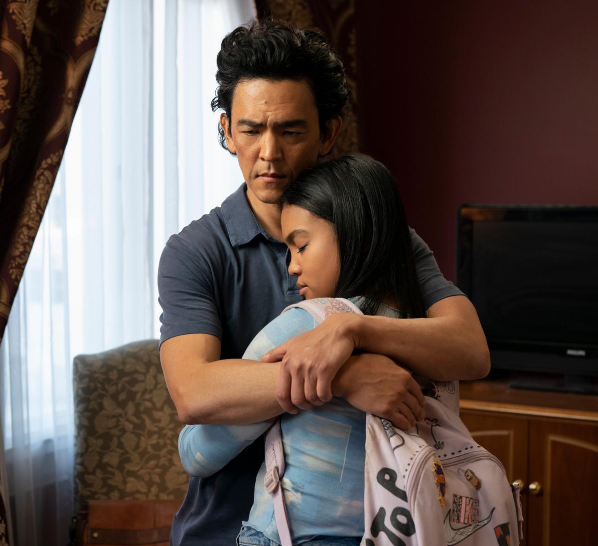 Max (John Cho) and Wally (Mia Isaac) are father and daughter in "Don't Make Me Go." (Amazon Studios)