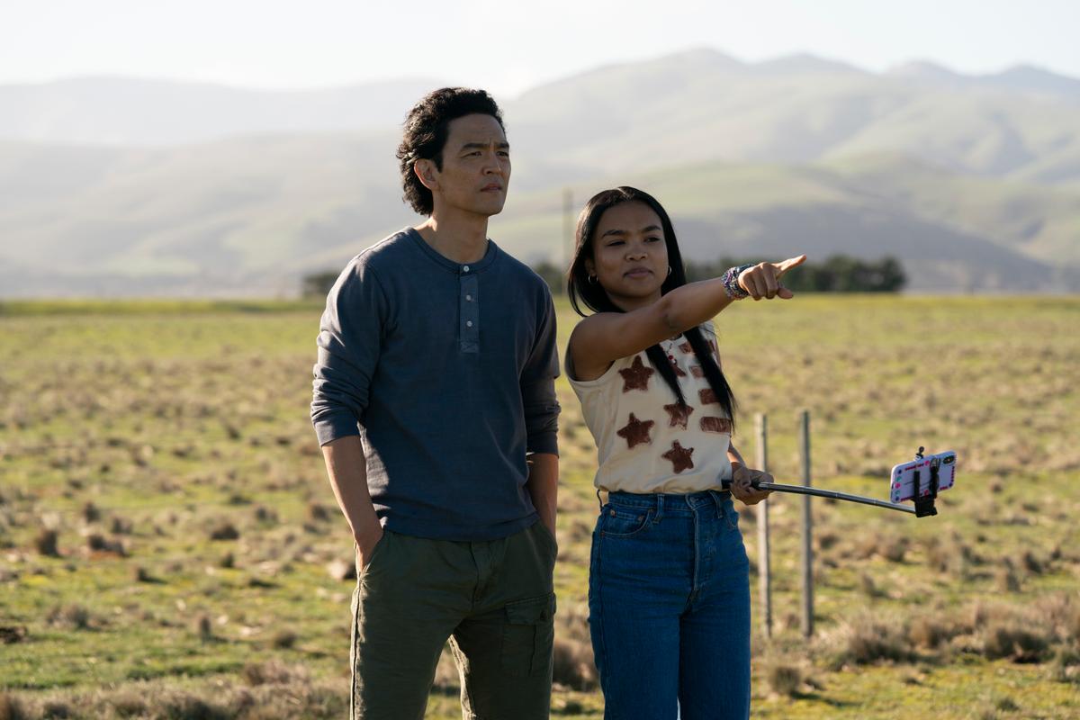Max (John Cho) and Wally (Mia Isaac) are father and daughter in "Don't Make Me Go." (Amazon Studios)