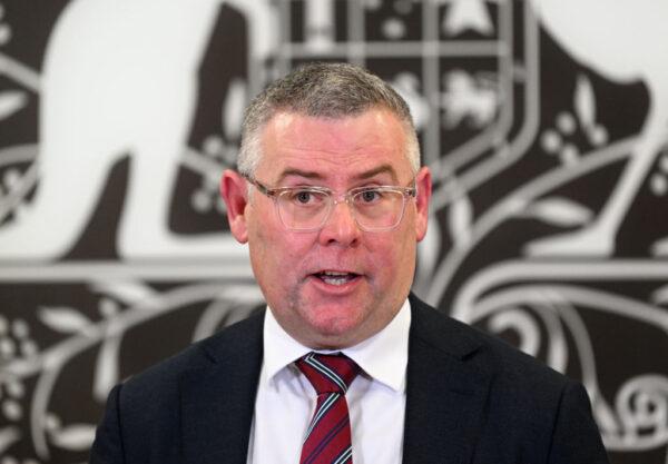Agriculture Minister Murray Watt speaks during a press conference in Brisbane, Australia on July 22, 2022. (Dan Peled/Getty Images)