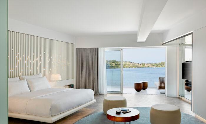 A signature suite at Nikki Beach offers a private balcony and beautiful ocean views. (Courtesy of Nikki Beach Porto Heli)