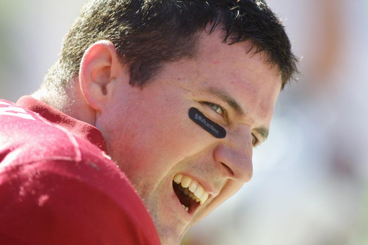 South Carolina quarterback Phil Petty #14, smiles on the bench against Ohio State in the Outback Bowl at Raymond James Stadium in Tampa, Fla., on Jan. 1, 2002. (Scott Halleran/Getty Images)