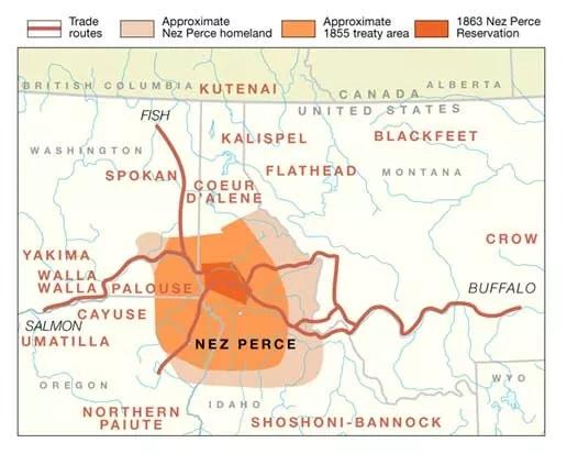 Map of U.S.-Nez Perce Treaty of 1855. (National Park Service)