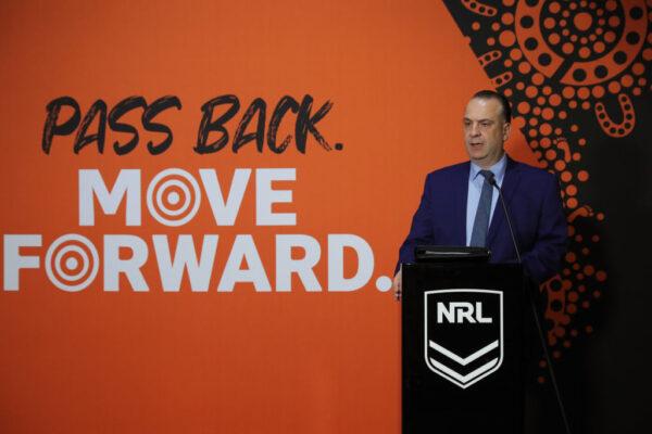 ARL Commission Chairman, Peter V’landys, speaks during the 2020 NRL Indigenous Round at Rugby League Central on July 27, 2020 in Sydney, Australia. ( Matt King/Getty Images)