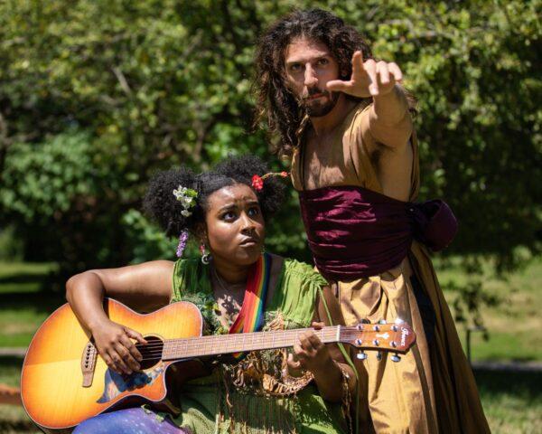 Ebby Offord as Puck (L) and Joshua Pennington as Oberon in Midsomer Flight's "Midsummer Night's Dream." (Tom McGrath/TCMcG Photography)