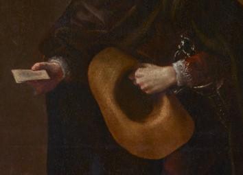 Detail of “The Messenger,” circa 1640, by Fray Juan Ricci. Oil on canvas, 69.1 inches by 38.2 inches. Santander Bank Collection. (Courtesy of Santander Bank Collection)