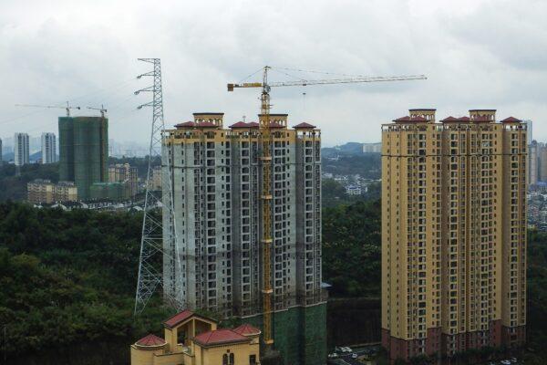 Residential buildings under construction in Yichang, Hubei Province, on Oct. 20, 2021. (STR/AFP via Getty Images)