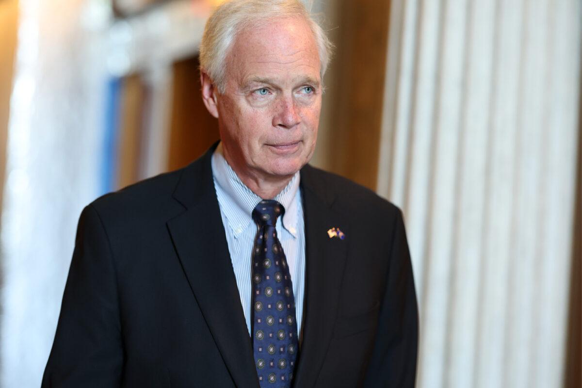 Sen. Ron Johnson (R-Wis.) departs from the Senate Chambers in the U.S. Capitol in Washington on July 21, 2022. (Anna Moneymaker/Getty Images)