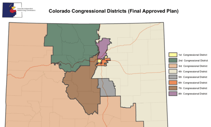 The Colorado Independent Redistricting Commission's final approved plan for Colorado's 8th Congressional District on Sep. 28, 2021.