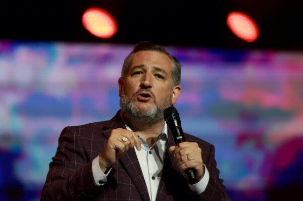 Sen. Ted Cruz (R-Texas) takes the stage during the Turning Point USA Student Action Summit  at the Tampa Convention Center in Tampa, Fla., on July 22, 2022. (Joe Raedle/Getty Images)