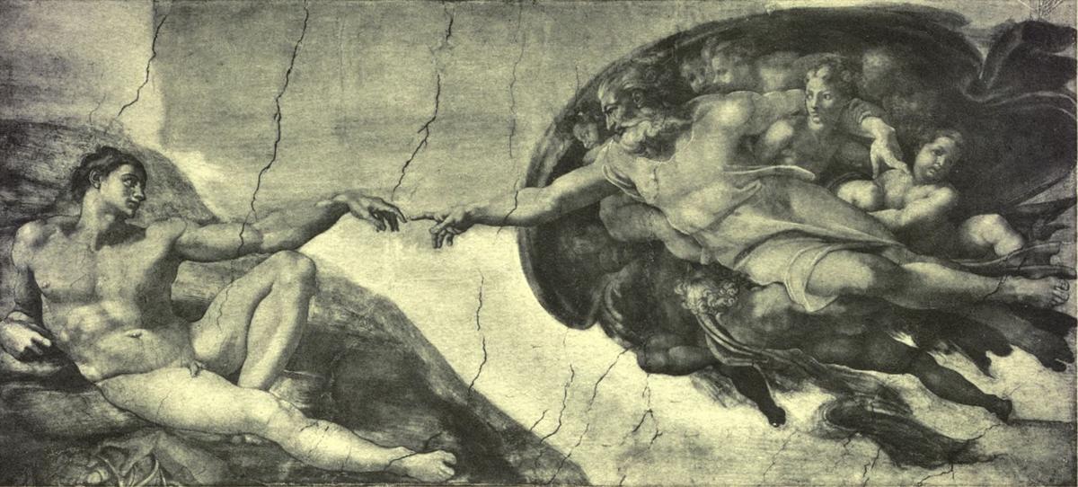 THE CREATION OF ADAM (After the fresco by Michelangelo. Rome: The Vatican, Sistine Chapel) Anderson