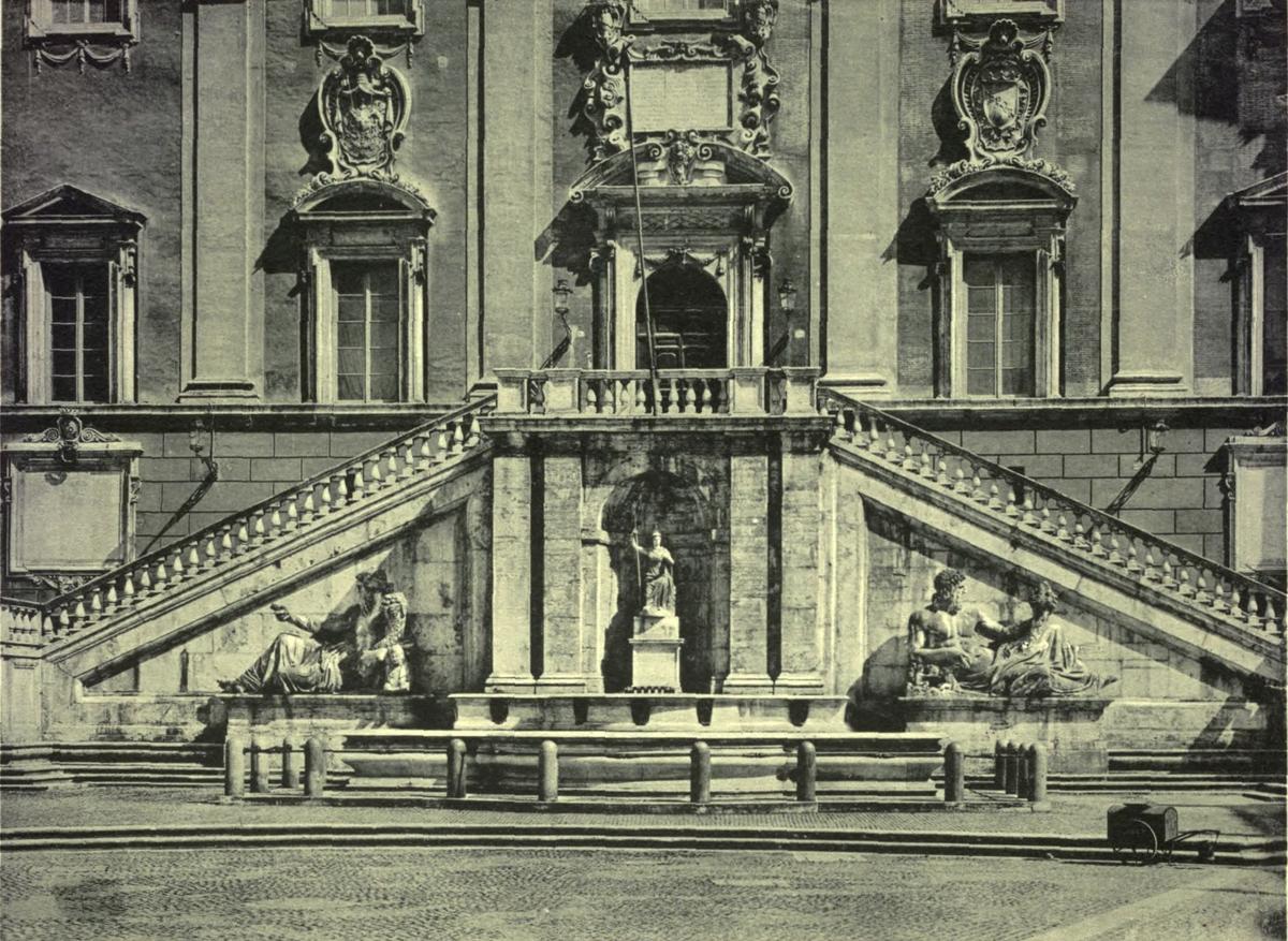 Stairs of the Palace of the Senators.<br/>STAIRS OF THE PALACE OF THE SENATORS (After Michelangelo . Rome: The Capitol) Anderson
