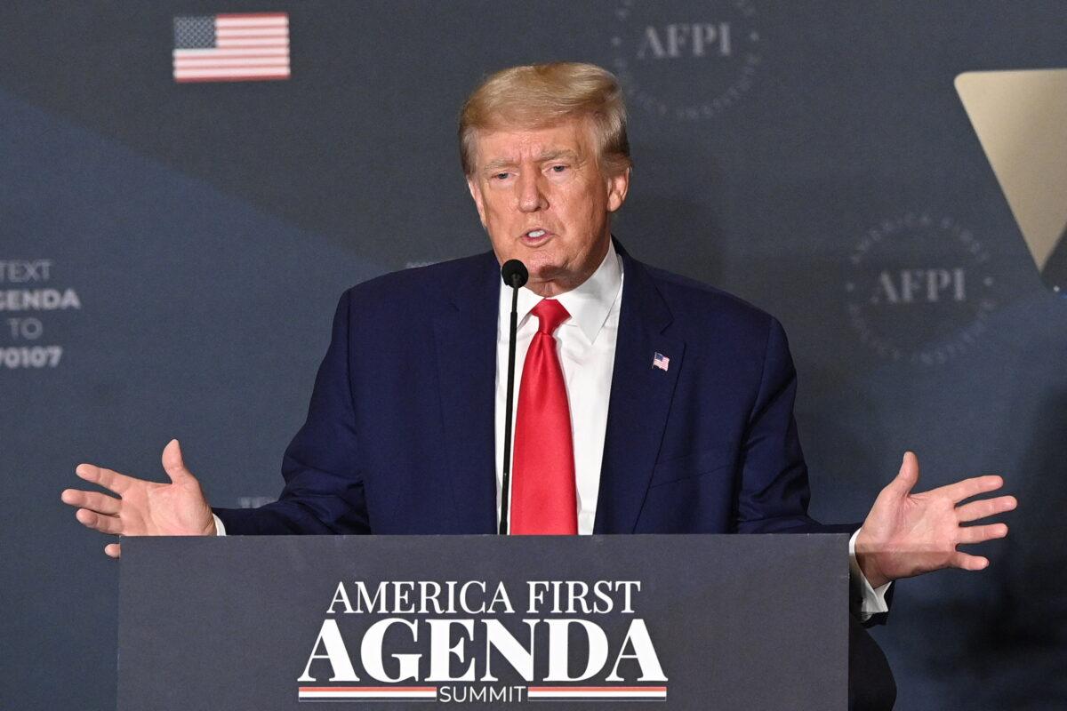 Former President Donald Trump speaks at the America First Policy Institute Agenda Summit in Washington, on July 26, 2022. (Mandel Ngan/AFP via Getty Images)