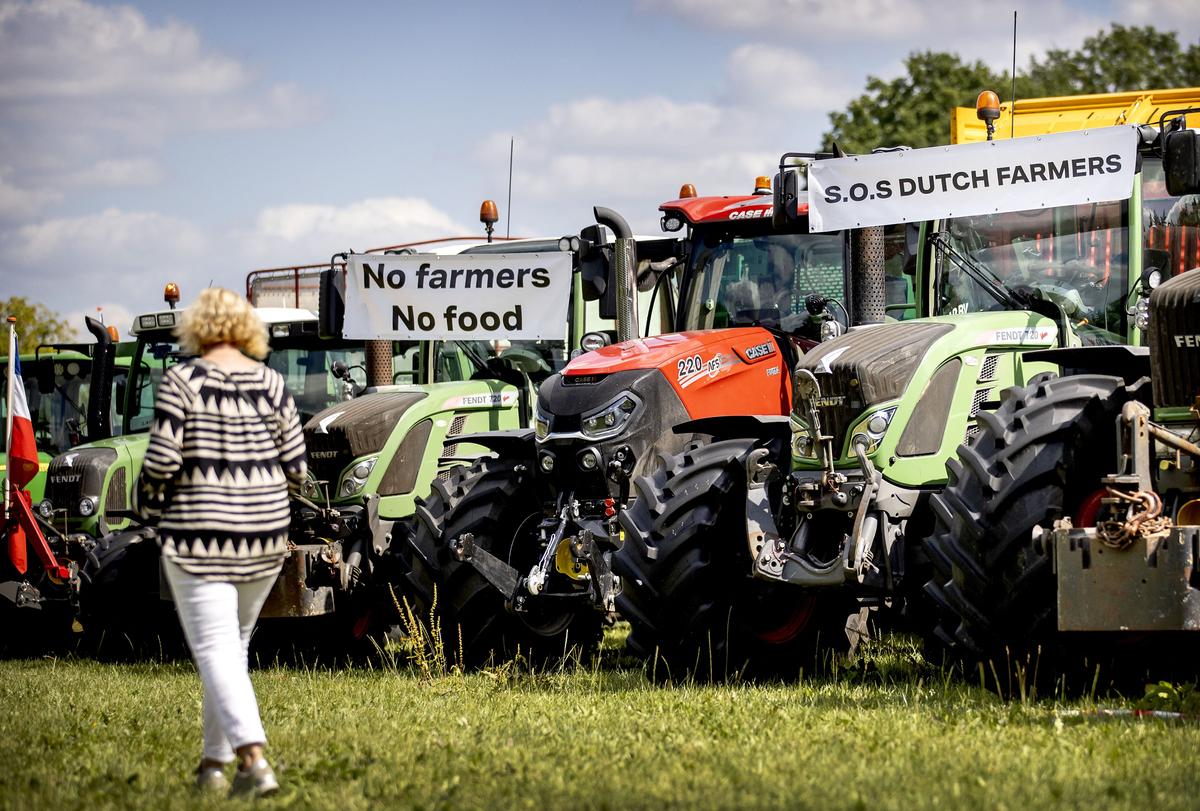 Dutch farmers demonstrate the government's environmental plans, which have sparked weeks of angry demonstrations, on Aug. 5, 2022. (Koen Van Weel/ANP/AFP via Getty Images)