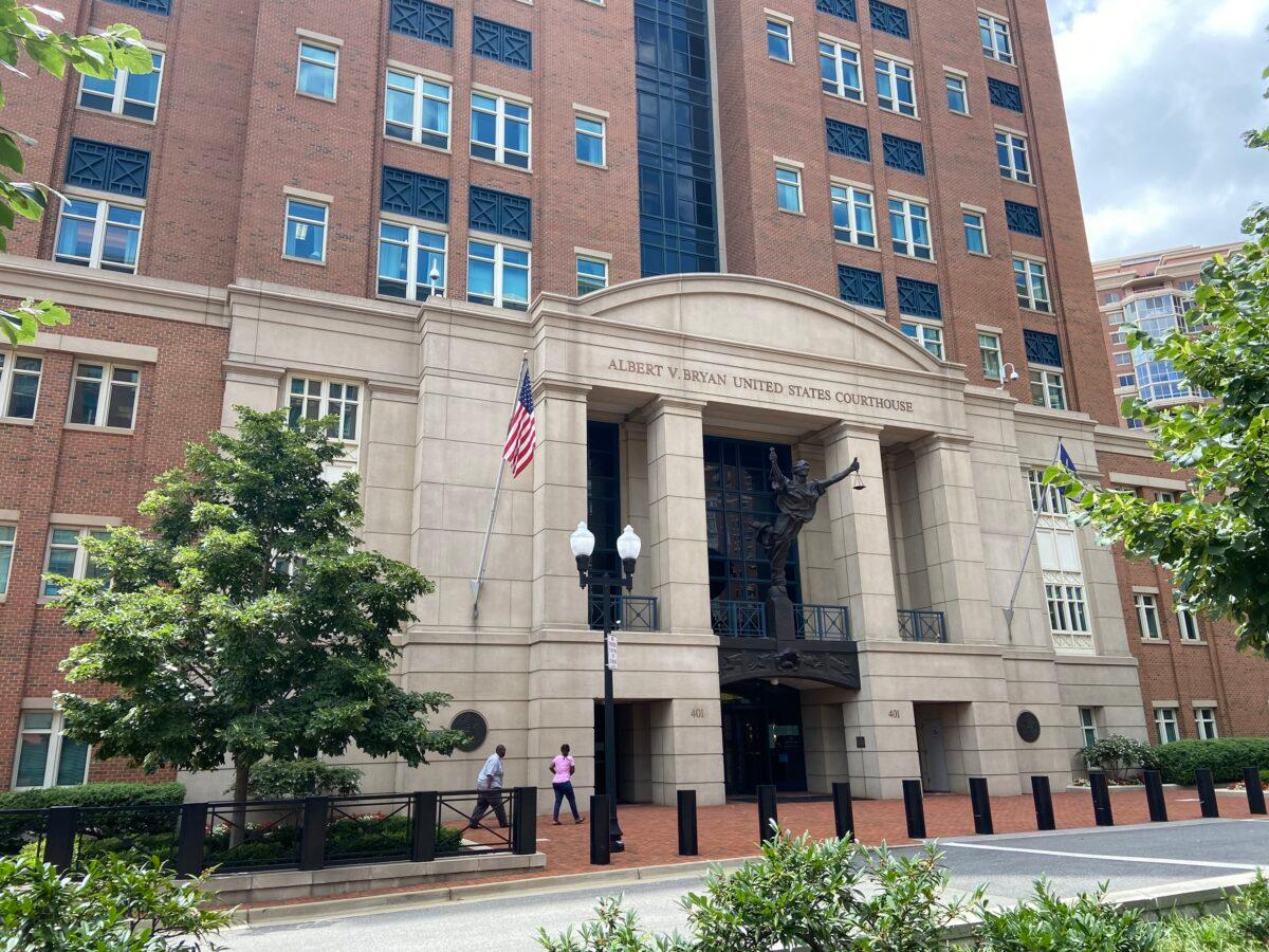The U.S. District Courthouse in Alexandria, Va., on Aug. 1, 2022. (Terri Wu/The Epoch Times)