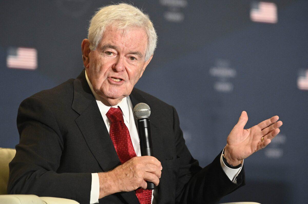 Former House Speaker Newt Gingrich speaks at the America First Policy Institute Agenda Summit in Washington, D.C., on July 26, 2022. (Mandel Ngan/AFP via Getty Images)