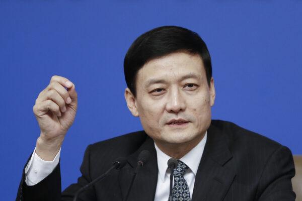 Xiao Yaqing, Chairman of State-Owned Assets Supervision & Administration Commission, answers questions about the reform of state-owned enterprises at the Oriental Media Center in Beijing, China on March 12, 2016. (Lintao Zhang/Getty Images)