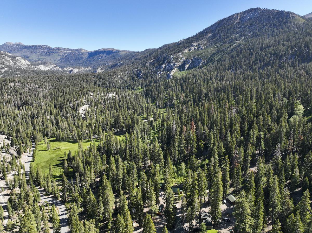 An aerial view of Red's Meadow Resort & Pack Station on June 21, 2022, in Mammoth Lakes, California. (Allen J. Schaben/Los Angeles Times/TNS)