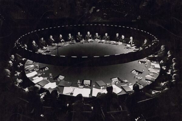 War room scene in Stanley Kubrick's "Dr. Strangelove or: How I Learned to Stop Worrying and Love the Bomb." (Columbia Pictures)